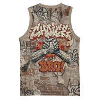 Choice Bro Graffiti Handshake Basketball Jersey New Zealand Slang Fern Brick Wall and Urban Street Art