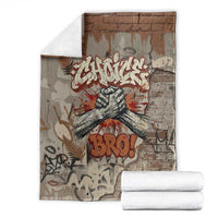 Choice Bro Graffiti Handshake Blanket New Zealand Slang Fern Brick Wall and Urban Street Art