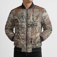 Choice Bro Graffiti Handshake Bomber Puffer Jacket New Zealand Slang Fern Brick Wall and Urban Street Art