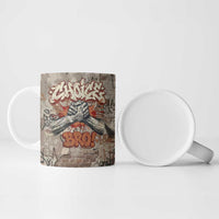 Choice Bro Graffiti Handshake Ceramic Mug New Zealand Slang Fern Brick Wall and Urban Street Art