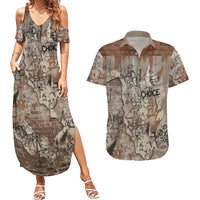 Choice Bro Graffiti Handshake Couples Matching Summer Maxi Dress and Hawaiian Shirt New Zealand Slang Fern Brick Wall and Urban Street Art