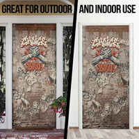 Choice Bro Graffiti Handshake Door Cover New Zealand Slang Fern Brick Wall and Urban Street Art