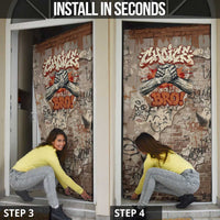 Choice Bro Graffiti Handshake Door Cover New Zealand Slang Fern Brick Wall and Urban Street Art