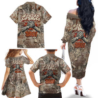 Choice Bro Graffiti Handshake Family Matching Off The Shoulder Long Sleeve Dress and Hawaiian Shirt New Zealand Slang Fern Brick Wall and Urban Street Art