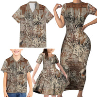 Choice Bro Graffiti Handshake Family Matching Short Sleeve Bodycon Dress and Hawaiian Shirt New Zealand Slang Fern Brick Wall and Urban Street Art