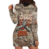 Choice Bro Graffiti Handshake Hoodie Dress New Zealand Slang Fern Brick Wall and Urban Street Art