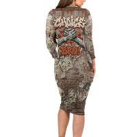 Choice Bro Graffiti Handshake Long Sleeve Bodycon Dress New Zealand Slang Fern Brick Wall and Urban Street Art TS04 - Polynesian Pride