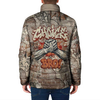 Choice Bro Graffiti Handshake Padded Jacket New Zealand Slang Fern Brick Wall and Urban Street Art