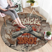 Choice Bro Graffiti Handshake Round Carpet New Zealand Slang Fern Brick Wall and Urban Street Art