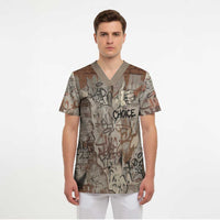 Choice Bro Graffiti Handshake Scrub Top New Zealand Slang Fern Brick Wall and Urban Street Art