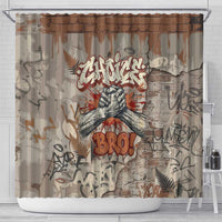 Choice Bro Graffiti Handshake Shower Curtain New Zealand Slang Fern Brick Wall and Urban Street Art