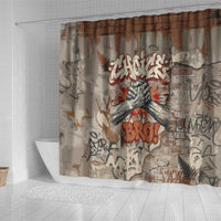 Choice Bro Graffiti Handshake Shower Curtain New Zealand Slang Fern Brick Wall and Urban Street Art
