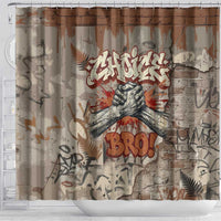 Choice Bro Graffiti Handshake Shower Curtain New Zealand Slang Fern Brick Wall and Urban Street Art