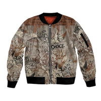 Choice Bro Graffiti Handshake Sleeve Zip Bomber Jacket New Zealand Slang Fern Brick Wall and Urban Street Art