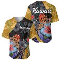 Hawaii Polynesian Baseball Jersey Turtles and Hibiscus Flower Gradient Pattern TS04 - Polynesian Pride