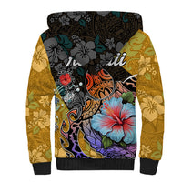 Hawaii Polynesian Sherpa Hoodie Turtles and Hibiscus Flower Gradient Pattern TS04 - Polynesian Pride