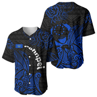 Pohnpei Federated States Of Micronesia Baseball Jersey Polynesian Tribal Heritage Art With Blue Island Tattoo Patterns