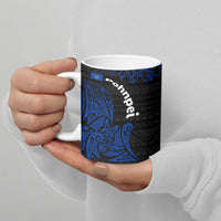 Pohnpei Federated States Of Micronesia Ceramic Mug Polynesian Tribal Heritage Art With Blue Island Tattoo Patterns