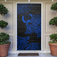 Pohnpei Federated States Of Micronesia Door Cover Polynesian Tribal Heritage Art With Blue Island Tattoo Patterns