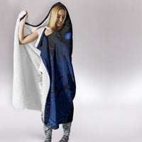 Pohnpei Federated States Of Micronesia Hooded Blanket Polynesian Tribal Heritage Art With Blue Island Tattoo Patterns