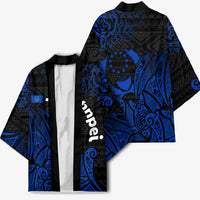 Pohnpei Federated States Of Micronesia Kimono Polynesian Tribal Heritage Art With Blue Island Tattoo Patterns