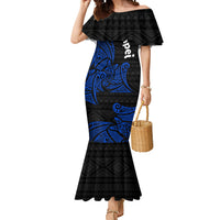 Pohnpei Federated States Of Micronesia Mermaid Dress Polynesian Tribal Heritage Art With Blue Island Tattoo Patterns