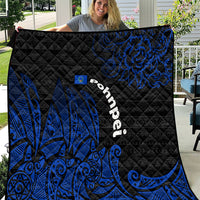 Pohnpei Federated States Of Micronesia Quilt Polynesian Tribal Heritage Art With Blue Island Tattoo Patterns
