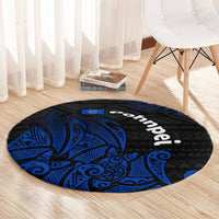 Pohnpei Federated States Of Micronesia Round Carpet Polynesian Tribal Heritage Art With Blue Island Tattoo Patterns