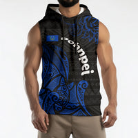 Pohnpei Federated States Of Micronesia Sleeveless Hoodie Polynesian Tribal Heritage Art With Blue Island Tattoo Patterns