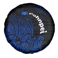 Pohnpei Federated States Of Micronesia Spare Tire Cover Polynesian Tribal Heritage Art With Blue Island Tattoo Patterns