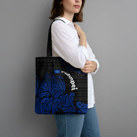 Pohnpei Federated States Of Micronesia Tote Bag Polynesian Tribal Heritage Art With Blue Island Tattoo Patterns
