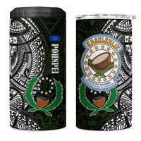 Pohnpei Federated States Of Micronesia 4 in 1 Can Cooler Tumbler Polynesian Tribal Heritage Art With Kaselehlie State Seal