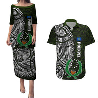 Pohnpei Federated States Of Micronesia Couples Matching Puletasi and Hawaiian Shirt Polynesian Tribal Heritage Art With Kaselehlie State Seal