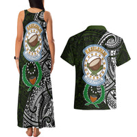 Pohnpei Federated States Of Micronesia Couples Matching Tank Maxi Dress and Hawaiian Shirt Polynesian Tribal Heritage Art With Kaselehlie State Seal
