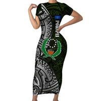 Pohnpei Federated States Of Micronesia Family Matching Short Sleeve Bodycon Dress and Hawaiian Shirt Polynesian Tribal Heritage Art With Kaselehlie State Seal