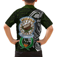 Pohnpei Federated States Of Micronesia Family Matching Summer Maxi Dress and Hawaiian Shirt Polynesian Tribal Heritage Art With Kaselehlie State Seal