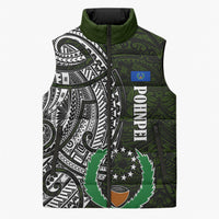 Pohnpei Federated States Of Micronesia Sleeveless Puffer Jacket Polynesian Tribal Heritage Art With Kaselehlie State Seal