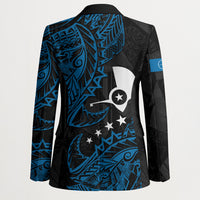 Yap Island Tribal Heritage Blazer Micronesian Polynesian Tattoo Pattern Blue Black Cultural Art