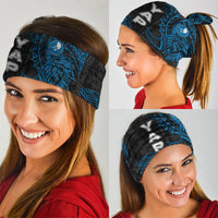 Yap Island Tribal Heritage Neck Gaiter Micronesian Polynesian Tattoo Pattern Blue Black Cultural Art