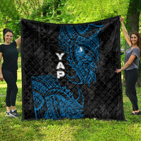 Yap Island Tribal Heritage Quilt Micronesian Polynesian Tattoo Pattern Blue Black Cultural Art
