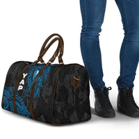 Yap Island Tribal Heritage Travel Bag Micronesian Polynesian Tattoo Pattern Blue Black Cultural Art