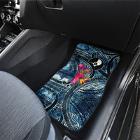 Yap Day Island Floral Tribal Heritage Car Mats Micronesian Hibiscus Pattern Polynesian Tattoo Blue Art