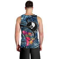 Yap Day Island Floral Tribal Heritage Men Tank Top Micronesian Hibiscus Pattern Polynesian Tattoo Blue Art
