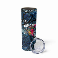 Yap Day Island Floral Tribal Heritage Skinny Tumbler Micronesian Hibiscus Pattern Polynesian Tattoo Blue Art