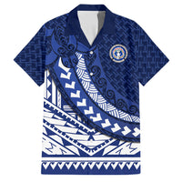 Northern Mariana Islands Saipan Family Matching Off The Shoulder Long Sleeve Dress and Hawaiian Shirt Polynesian Tribal Pattern - Commonwealth Seal Art
