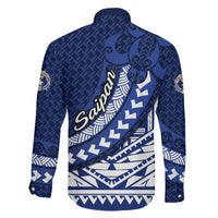 Northern Mariana Islands Saipan Family Matching Off Shoulder Short Dress and Hawaiian Shirt Polynesian Tribal Pattern - Commonwealth Seal Art