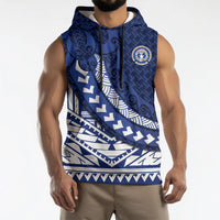 Northern Mariana Islands Saipan Sleeveless Hoodie Polynesian Tribal Pattern - Commonwealth Seal Art