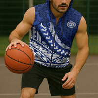 Northern Mariana Islands Saipan Sleeveless Zip Hoodie Polynesian Tribal Pattern - Commonwealth Seal Art TS04 - Polynesian Pride