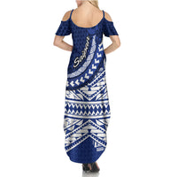 Northern Mariana Islands Saipan Summer Maxi Dress Polynesian Tribal Pattern - Commonwealth Seal Art