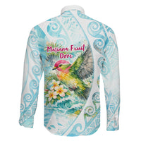 Saipan CMNI Family Matching Short Sleeve Bodycon Dress and Hawaiian Shirt Polynesian Northern Mariana Islands Fruit Dove Watercolor
